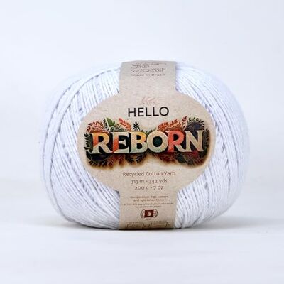 WeaShaemgLi Reborn-återvunnen bomull – vit – 200 g DK virkning/stickgarn WeaShaemgLi Reborn-återvunnen bomull – vit – 200 g DK virkning/stickgarn