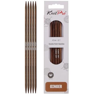 KnitPro Ginger dubbla stickor – 12,5 cm x 4,5 mm, 5-pack KnitPro Ginger dubbla stickor – 12,5 cm x 4,5 mm, 5-pack