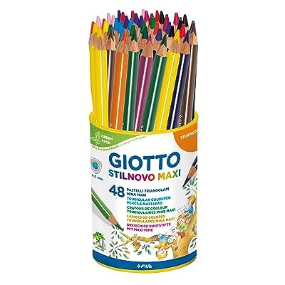 Giotto Stilnovo Maxi, tjocka färgpennor, plastbioflaska, triangelformat, 4,3 mm mina, plastbioflaska, blandade färger, 48 stycken Giotto Stilnovo Maxi, tjocka färgpennor, plastbioflaska, triangelformat, 4,3 mm mina, plastbioflaska, blandade färger, 48 stycken