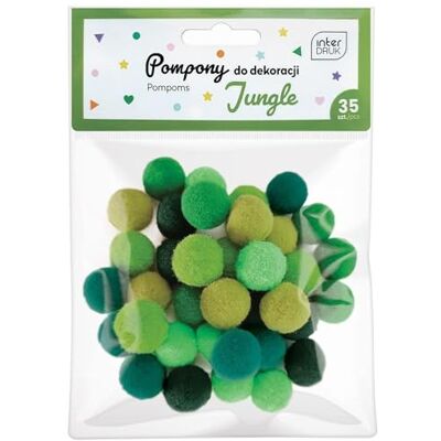 Interdruk Hantverk pompoms Förpackning med 35 Stycken i 6 Olika Färger 18 mm Diameter Jungle Set Interdruk Hantverk pompoms Förpackning med 35 Stycken i 6 Olika Färger 18 mm Diameter Jungle Set