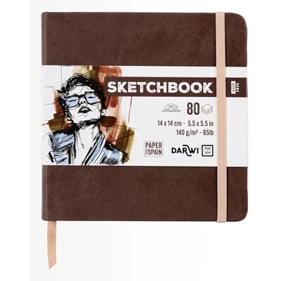 DARWI For You DF80014140006C Carnet Cousu Sketchbook 14x14 cm 140g 80 Feuilles Papier Dessin Blanc Couverture Rigide Brun DARWI For You DF80014140006C Carnet Cousu Sketchbook 14x14 cm 140g 80 Feuilles Papier Dessin Blanc Couverture Rigide Brun