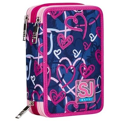 SJ Gang Skolväska 3 dragkedja, lila, Doodle Heart, pennhållare Trippel Pennfack, Pennfack, Pennor, Färger, Ryggsäckstillbehör, Elementär, Medium, Flicka, 30C202445-5B2, Lila, Taglia Unica, Modern SJ Gang Skolväska 3 dragkedja, lila, Doodle Heart, pennhållare Trippel Pennfack, Pennfack, Pennor, Färger, Ryggsäckstillbehör, Elementär, Medium, Flicka, 30C202445-5B2, Lila, Taglia Unica, Modern