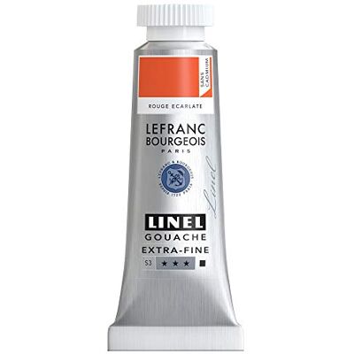 Lefranc Bourgeois Lefranc & Bourgeois 301168 Linel Gouache extra fina och smidiga vattenfärger med maximal färgintensitet, ljusstyrka för randfri applicering, 14 ml rör – scharlakansröd kadmiumfri Lefranc Bourgeois Lefranc & Bourgeois 301168 Linel Gouache extra fina och smidiga vattenfärger med maximal färgintensitet, ljusstyrka för randfri applicering, 14 ml rör – scharlakansröd kadmiumfri