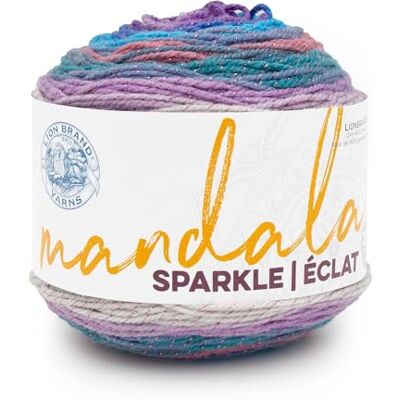 Lion Brand Yarn Lejonmärke garn mandala gnistrande, flerfärgat garn för stickning, virkning och hantverk, pyxis, 1-pack Lion Brand Yarn Lejonmärke garn mandala gnistrande, flerfärgat garn för stickning, virkning och hantverk, pyxis, 1-pack
