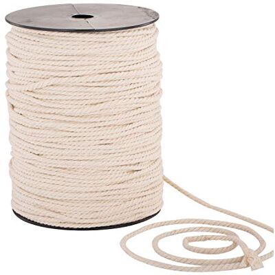 MacraBoho Makramésnöre 4 mm x 220 m, 100% naturlig bomull, 3-trådigt tvinnat snöre för handgjord växtampel, väggdekorationer och hantverk, naturfärgad MacraBoho Makramésnöre 4 mm x 220 m, 100% naturlig bomull, 3-trådigt tvinnat snöre för handgjord växtampel, väggdekorationer och hantverk, naturfärgad