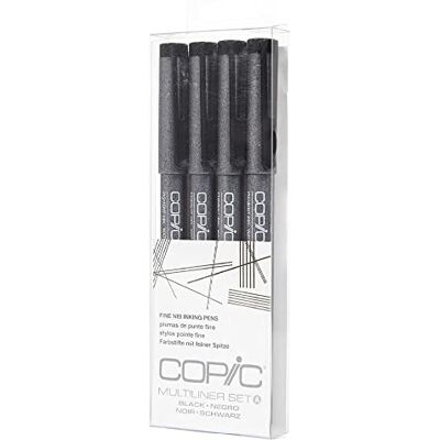 Copic Multiliner, fin spets, A4, set, svart Copic Multiliner, fin spets, A4, set, svart