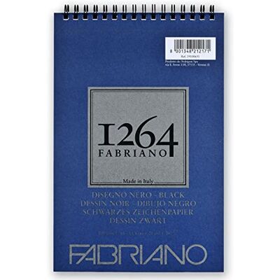 Fabriano Honsell 19100651 – Disegno Nero ritblock med spiralbindning 1264, 200 g/kvm, DIN A5, 20 ark svart, satinerat papper med medelkornig, syrafritt, för alla torra tekniker Fabriano Honsell 19100651 – Disegno Nero ritblock med spiralbindning 1264, 200 g/kvm, DIN A5, 20 ark svart, satinerat papper med medelkornig, syrafritt, för alla torra tekniker