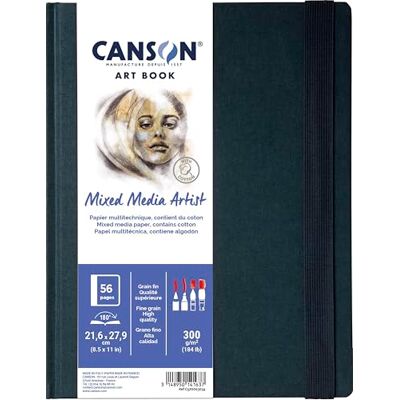 Canson Professional Book, multitekniskt papper, finkornigt, 300 gsm, sydd anteckningsbok, Inbunden, 21,6 x 27,9 cm, vit, 28 ark Canson Professional Book, multitekniskt papper, finkornigt, 300 gsm, sydd anteckningsbok, Inbunden, 21,6 x 27,9 cm, vit, 28 ark