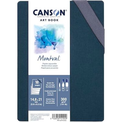 Canson Professional Book, akvarellpapper, finkorn, 300 gsm, dragspelsbok, hårt omslag, 14,8 x 21 cm, vit, 18 sidor Canson Professional Book, akvarellpapper, finkorn, 300 gsm, dragspelsbok, hårt omslag, 14,8 x 21 cm, vit, 18 sidor