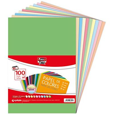 FIXO Paper Förpackning med 100 ark A4-papper, 80 gram, flerfärgad, 500 FIXO Paper Förpackning med 100 ark A4-papper, 80 gram, flerfärgad, 500