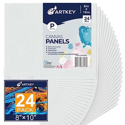 Artkey Dukpaneler 20 x 25 cm 24-pack, 295 ml trippelgrundad syrafri 100% bomullsfärg dukar för målning, tom platt kanvas bräda för akryl oljeakvarell tempera färger Artkey Dukpaneler 20 x 25 cm 24-pack, 295 ml trippelgrundad syrafri 100% bomullsfärg dukar för målning, tom platt kanvas bräda för akryl oljeakvarell tempera färger
