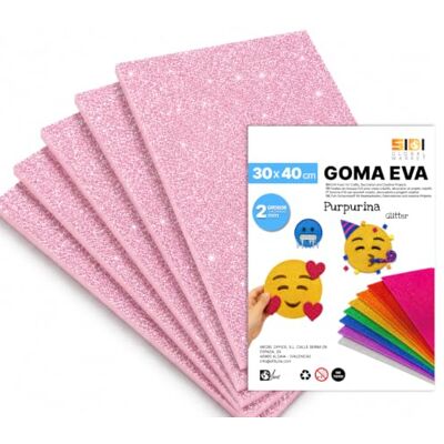 Global SIDI Eva Glitter gummi 40 x 30 cm rosa 5 ark skum för hantverk Global SIDI Eva Glitter gummi 40 x 30 cm rosa 5 ark skum för hantverk