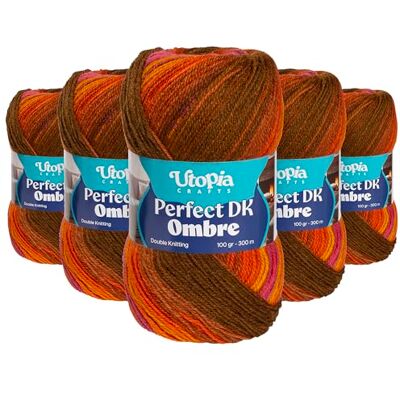 Utopia Crafts DK Ombre flerfärgad dubbelstickningsgarn 5 x 100 g (006) Utopia Crafts DK Ombre flerfärgad dubbelstickningsgarn 5 x 100 g (006)