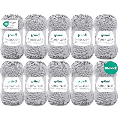 Gründl Ull Cotton Quick uni – tunn ull för virkning – stickgarn – virkgarn – glänsande och hudvänligt – 100% bomull – 10 nystan 50 g/125 m – nåltjocklek 3–4 – medelgrå Gründl Ull Cotton Quick uni – tunn ull för virkning – stickgarn – virkgarn – glänsande och hudvänligt – 100% bomull – 10 nystan 50 g/125 m – nåltjocklek 3–4 – medelgrå