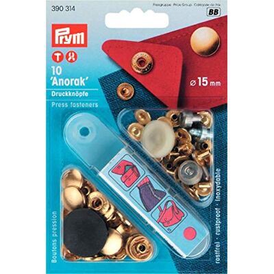 Prym Anorak Non-Sy Tryck Fasteners 10-Delar, 15 mm Storlek, Guld Prym Anorak Non-Sy Tryck Fasteners 10-Delar, 15 mm Storlek, Guld