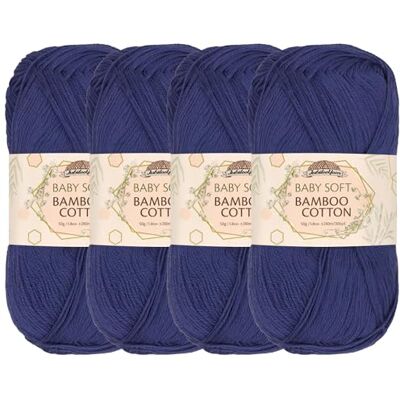 BambooMN JubileeGarn Baby mjukt bambubomull garn – 50 g/skein – kall nattblå – 4 nystan BambooMN JubileeGarn Baby mjukt bambubomull garn – 50 g/skein – kall nattblå – 4 nystan