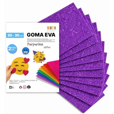 Global SIDI Eva Glitter gummi 20 x 30 cm lila 40 ark skum för hantverk Global SIDI Eva Glitter gummi 20 x 30 cm lila 40 ark skum för hantverk