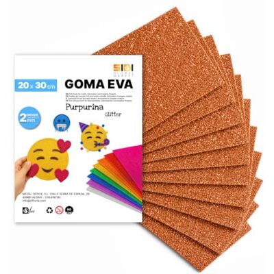 Global SIDI Eva Glitter gummi 20 x 30 cm koppar/orange 40 ark skum Global SIDI Eva Glitter gummi 20 x 30 cm koppar/orange 40 ark skum