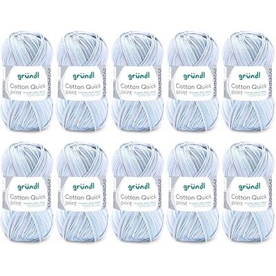 Gründl Cotton Quick Print stickgarn/virkgarn (färgglatt garn tillverkat av 100% bomull, OEKO-TEX certifierad, 50 g/125 m, nåltjocklek: 3 – 4, 10 x 50 g), mintblå-vit-grå-mix färg Gründl Cotton Quick Print stickgarn/virkgarn (färgglatt garn tillverkat av 100% bomull, OEKO-TEX certifierad, 50 g/125 m, nåltjocklek: 3 – 4, 10 x 50 g), mintblå-vit-grå-mix färg