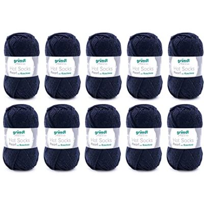 Gründl Hot Socks Pearl uni stickull (gosig mjuk strumpull av 75% merinoull, 20% polyamid, 5% kashmir, 50 g/200 m, nåltjocklek: 2,5 – 3, 10 x 50 g), marinblå, 40 x 37 x 11 cm Gründl Hot Socks Pearl uni stickull (gosig mjuk strumpull av 75% merinoull, 20% polyamid, 5% kashmir, 50 g/200 m, nåltjocklek: 2,5 – 3, 10 x 50 g), marinblå, 40 x 37 x 11 cm