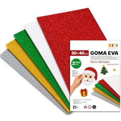 Global SIDI Eva Glitter Gummi Jul Pack 40 x 30 cm 20 ark skum Global SIDI Eva Glitter Gummi Jul Pack 40 x 30 cm 20 ark skum