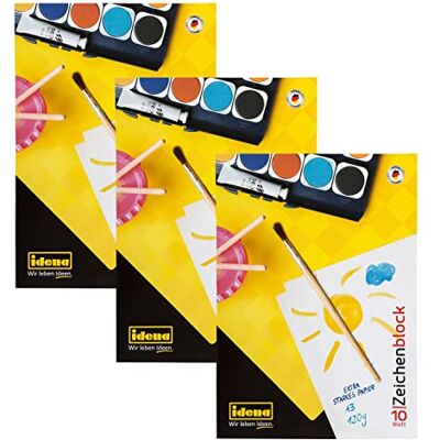 Idena 10388 – Ritblock, DIN A3, 10 ark, 120 g/m², 3 stycken Idena 10388 – Ritblock, DIN A3, 10 ark, 120 g/m², 3 stycken