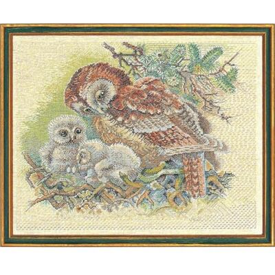 MARUSSIA Eva Rosenstativ, korsstygnsset, uggla med pojkar, räkningsmönster, 40 x 50 cm MARUSSIA Eva Rosenstativ, korsstygnsset, uggla med pojkar, räkningsmönster, 40 x 50 cm