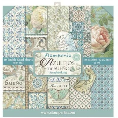 Stamperia pappersblock 10 ark 30,5 x 30,5 (12 x 12 tum) dubbelsidig "azulejos Stamperia pappersblock 10 ark 30,5 x 30,5 (12 x 12 tum) dubbelsidig "azulejos