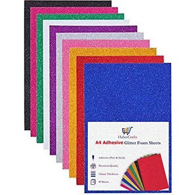 HaberCrafts - Glitter EVA Foam Sheets - Självhäftande - 210mm - Foamskivor HaberCrafts - Glitter EVA Foam Sheets - Självhäftande - 210mm - Foamskivor
