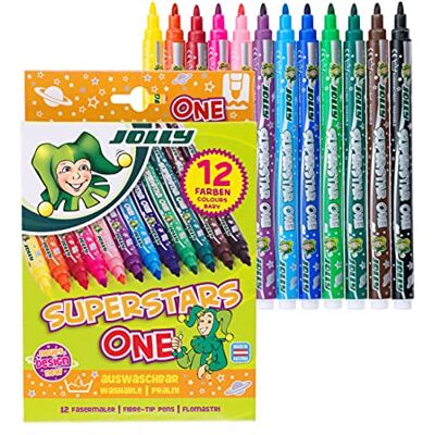 JOLLY Superstar ONE fiberpenna högkvalitativ filtpenna tvättbar 12 stycken i ett kartongfodral JOLLY Superstar ONE fiberpenna högkvalitativ filtpenna tvättbar 12 stycken i ett kartongfodral