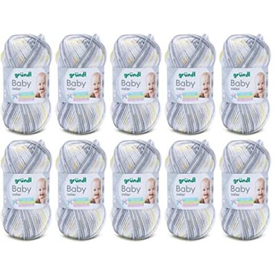 Gründl Babyfärg, (ullliknande handstick- och virkgarn, 70% polyakryl och 30% polyamid, 10 x 50 g, akquamarin brun mynta natur multicolor Gründl Babyfärg, (ullliknande handstick- och virkgarn, 70% polyakryl och 30% polyamid, 10 x 50 g, akquamarin brun mynta natur multicolor