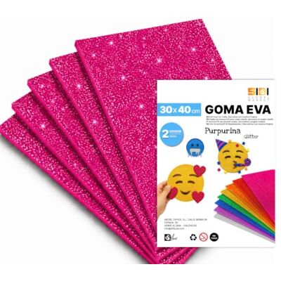 Global SIDI Eva Glitter gummi 40 x 30 cm fuchsia 20 ark skum för hantverk Global SIDI Eva Glitter gummi 40 x 30 cm fuchsia 20 ark skum för hantverk