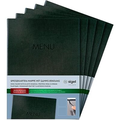Sigel Sm206/5 A4 -Menymappen, Gummibindning, Antracit med Linnestruktur, Paket med 5, Slitstark och Lätt att Torka Ren Sigel Sm206/5 A4 -Menymappen, Gummibindning, Antracit med Linnestruktur, Paket med 5, Slitstark och Lätt att Torka Ren