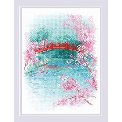 Riolis Sakura. Korsstygsset, bomull, flerfärgad, 18 x 24 cm Riolis Sakura. Korsstygsset, bomull, flerfärgad, 18 x 24 cm
