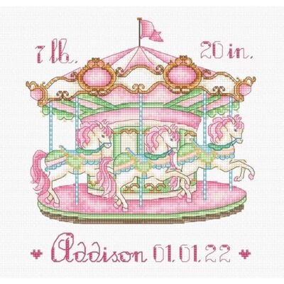 Letistitch Korsstygn set baby-karusell-flicka räkningsmönster Letistitch Korsstygn set baby-karusell-flicka räkningsmönster