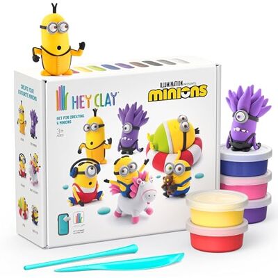Hey Clay Despicable Me Minions-set – färgglad modellering lufttorr lera för barn – lufttorkande lerkit 15 burkar och skulpteringsverktyg med roliga interaktiva instruktioner app – ålder 3 och uppåt Hey Clay Despicable Me Minions-set – färgglad modellering lufttorr lera för barn – lufttorkande lerkit 15 burkar och skulpteringsverktyg med roliga interaktiva instruktioner app – ålder 3 och uppåt