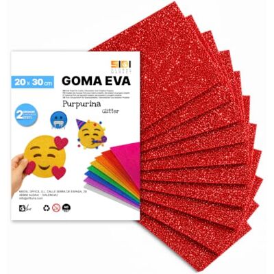 Global SIDI Eva Glitter gummi 20 x 30 cm julröd 10 ark skum Global SIDI Eva Glitter gummi 20 x 30 cm julröd 10 ark skum