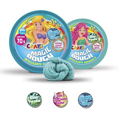 Magic Dough Craze Ocean Paradise intelligent lera sjöjungfru barnlera 70 g burk magisk lera sjöjungfru motiv förval inte möjligt modellering 12826 Magic Dough Craze Ocean Paradise intelligent lera sjöjungfru barnlera 70 g burk magisk lera sjöjungfru motiv förval inte möjligt modellering 12826