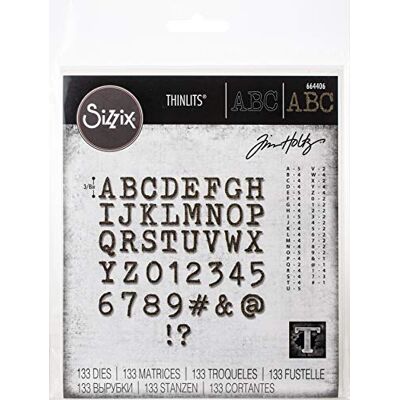 Sizzix Thinlits Die Set 123-pack 664406 alfanumerisk liten typ övre av Tim Holtz, flerfärgad, en storlek Sizzix Thinlits Die Set 123-pack 664406 alfanumerisk liten typ övre av Tim Holtz, flerfärgad, en storlek