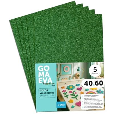 m-office Färgglada Glitterade Eva Gummiark, Crepla Gummi för Scrapbooking, Skola, Kreativa Kartonger, Hantverk, Landskapstårtor, Skola eller Konstprojekt 40 x 60 cm (Mörkgrön, 5uds) m-office Färgglada Glitterade Eva Gummiark, Crepla Gummi för Scrapbooking, Skola, Kreativa Kartonger, Hantverk, Landskapstårtor, Skola eller Konstprojekt 40 x 60 cm (Mörkgrön, 5uds)