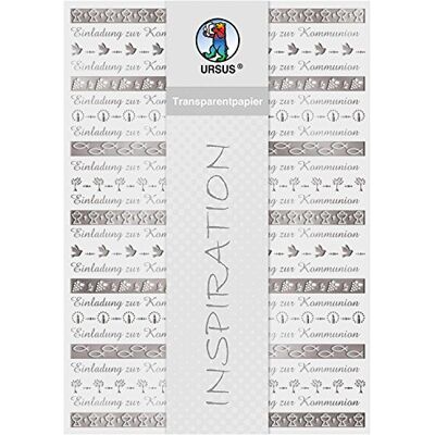 Ursus 76604602 – genomskinliga pappersdörrar, 115 g/kvm, 5 ark, Din A4, inbjudan till kommunion, silver Ursus 76604602 – genomskinliga pappersdörrar, 115 g/kvm, 5 ark, Din A4, inbjudan till kommunion, silver