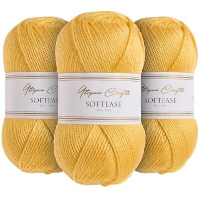 Utopia Crafts Softease stickning och virkning garn 3 x 100 g (strålande sol) Utopia Crafts Softease stickning och virkning garn 3 x 100 g (strålande sol)