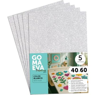 m-office Färgglada Glitterade Eva Gummiark, Crepla Gummi för Scrapbooking, Skola, Kreativa Kartonger, Hantverk, Scenografiska Kakor, Skola eller Konstprojekt 40 x 60 cm (Vit, 5uds) m-office Färgglada Glitterade Eva Gummiark, Crepla Gummi för Scrapbooking, Skola, Kreativa Kartonger, Hantverk, Scenografiska Kakor, Skola eller Konstprojekt 40 x 60 cm (Vit, 5uds)