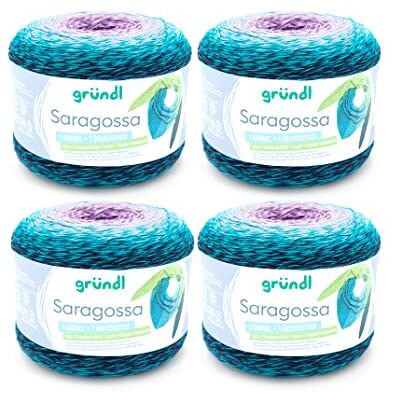 Gründl Ull Saragossa (mjukt gradient garn av 50% bomull och 50% polyakryl, 250 g/1 000 m, nåltjocklek: 3 mm – 4 mm, 4 x 250 g), vintermagi färg Gründl Ull Saragossa (mjukt gradient garn av 50% bomull och 50% polyakryl, 250 g/1 000 m, nåltjocklek: 3 mm – 4 mm, 4 x 250 g), vintermagi färg