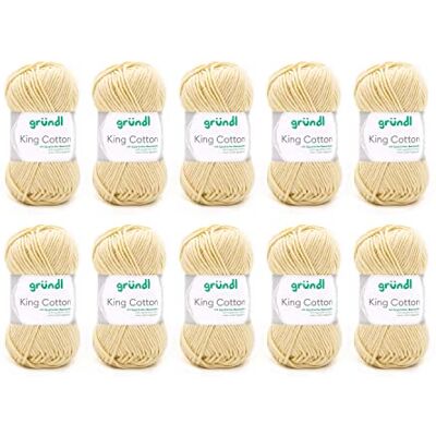 Gründl ull King Cotton – tjock ull för stickning – stickgarn – virkgarn – mjukt och hudvänligt – 55% polyakryl, 45% bomull – 10 nystan 50 g/78 m – nåltjocklek 6–7 – vanilj Gründl ull King Cotton – tjock ull för stickning – stickgarn – virkgarn – mjukt och hudvänligt – 55% polyakryl, 45% bomull – 10 nystan 50 g/78 m – nåltjocklek 6–7 – vanilj