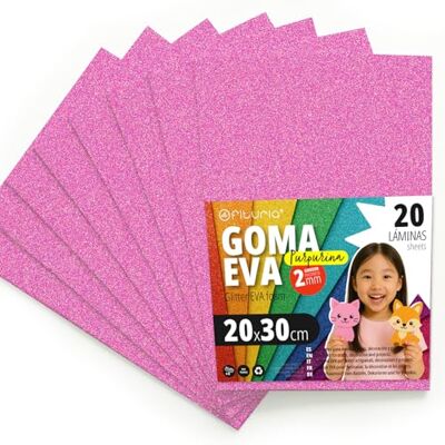 OFITURIA Eva-gummi med glitter för kreativt hantverk, glänsande skumplattor för DIY, skolprojekt, dekorativ konst, scrapbooking 20 x 30 cm (glitter rosa, 20 st) OFITURIA Eva-gummi med glitter för kreativt hantverk, glänsande skumplattor för DIY, skolprojekt, dekorativ konst, scrapbooking 20 x 30 cm (glitter rosa, 20 st)