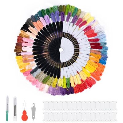 Noa Home Deco 306 broderigarn-set, 200 färgglada garn och 48 svart vitt garn för armband gör-det-själv broderi hantverk set konst korsstygn, trådplatta trådar sytråd virka tillbehör Noa Home Deco 306 broderigarn-set, 200 färgglada garn och 48 svart vitt garn för armband gör-det-själv broderi hantverk set konst korsstygn, trådplatta trådar sytråd virka tillbehör