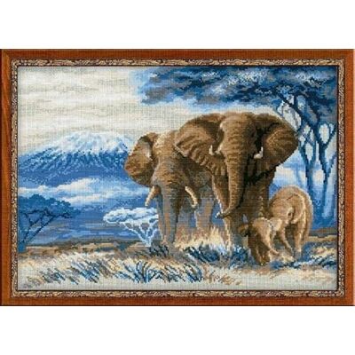 Riolis elefanter i Savannen korsstygsset, bomull, flerfärgad, 40 x 30 x 0,1 cm Riolis elefanter i Savannen korsstygsset, bomull, flerfärgad, 40 x 30 x 0,1 cm