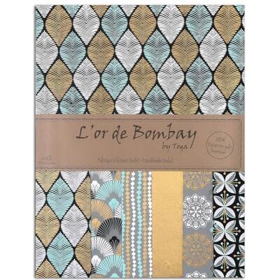 Toga DRAEGER PARIS 1886 PR25 Or de Bombay set med 6 blad, papper, svart/blå, 21 x 28 cm Toga DRAEGER PARIS 1886 PR25 Or de Bombay set med 6 blad, papper, svart/blå, 21 x 28 cm