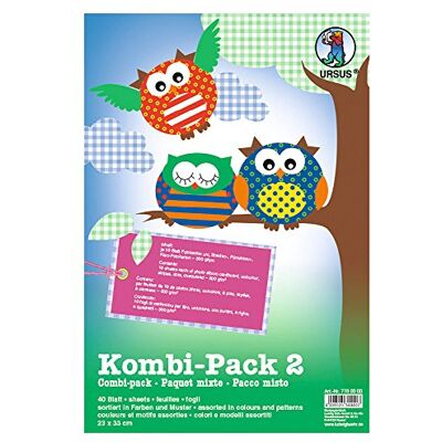 Ursus 7780000 – Kombi Pack 2, 40 ark, i olika färger och mönster, ca 23 x 33 cm, tillverkad av fotokartong 300 g/kvm, perfekt för kreativt hantverk Ursus 7780000 – Kombi Pack 2, 40 ark, i olika färger och mönster, ca 23 x 33 cm, tillverkad av fotokartong 300 g/kvm, perfekt för kreativt hantverk